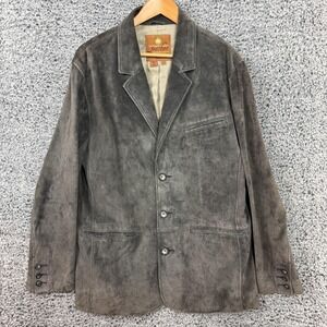 The Territory Ahead Jacket Mens Large Gray Suede Leather Blazer Sport Coat